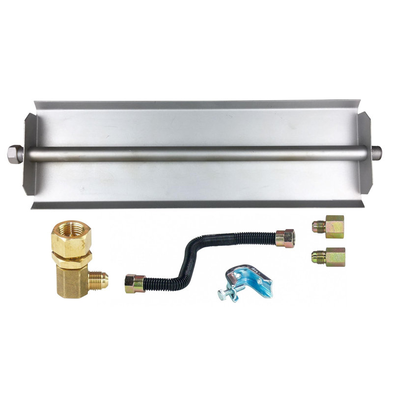 Linear Burner with Complete Connection Kit - Heavy Duty Powder Coated Steel Fireplace Fire Pit, 1.5"H x 30"W x 9"D
