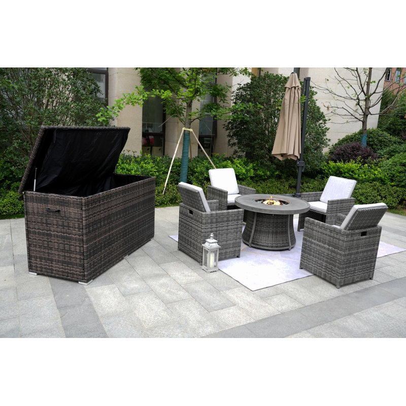 Ensemble de conversation en osier / rotin pour 4 personnes avec coussins Areefa