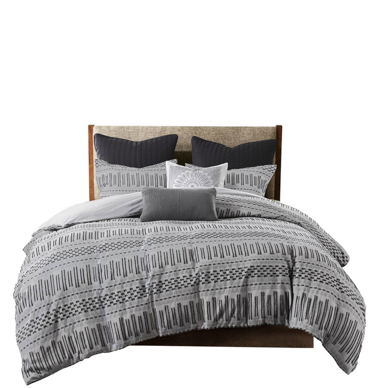 Ensemble de literie double / grand gris / noir - 100% coton Les accessoires de chambre à coucher au look moderne complètent votre décor