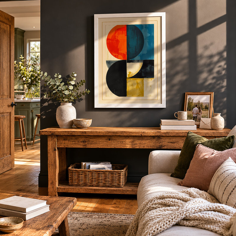 Divided Geometry Geometric - Framed Print, A2 - 59.4 x 42.0 cm, White