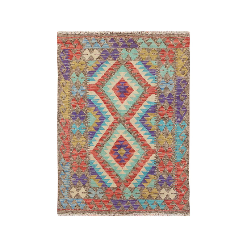 Tapis décoratif en laine de conception unique noué à la main vert 3 pi x 4 pi