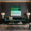 «Hard Edge», art mural sur toile vert 50-959449082