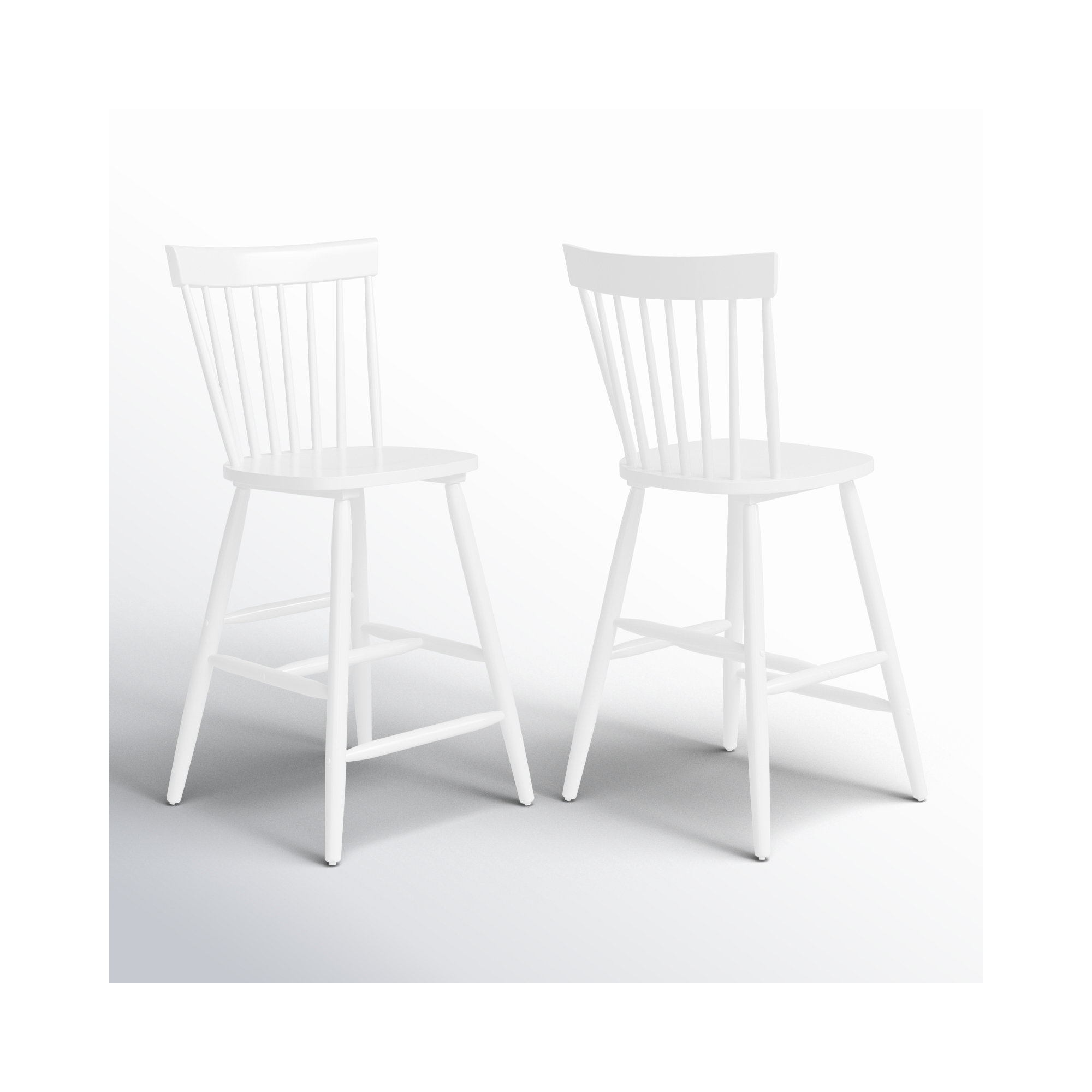 Stacee Solid Wood Bar & Counter Stool, White, Counter Stool (24" Seat Height)