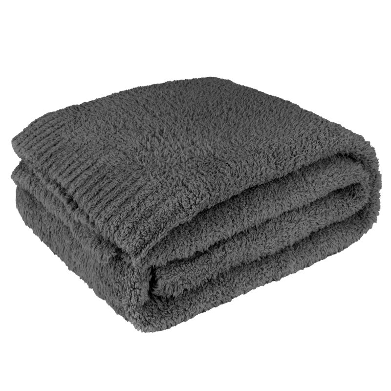 Dark Gray Reversible Fleece Knit Throw Blanket, 50x60 Inches