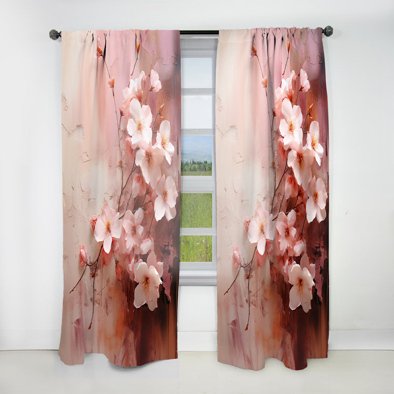 Dev Devil Cherry Tree Blossoms I - Rideau moderne - Velours obscurcissant - 1 panneau, L 52 po x L 95 po