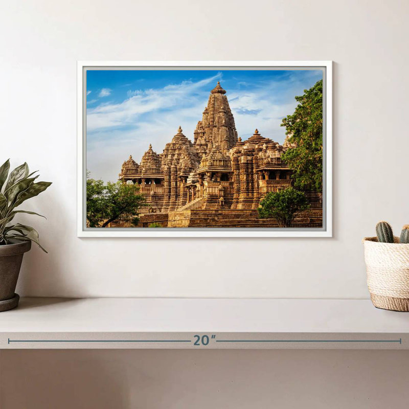 Ancien Kandariya Mahadeva, Cadre flottant blanc, 13 po x 9 po