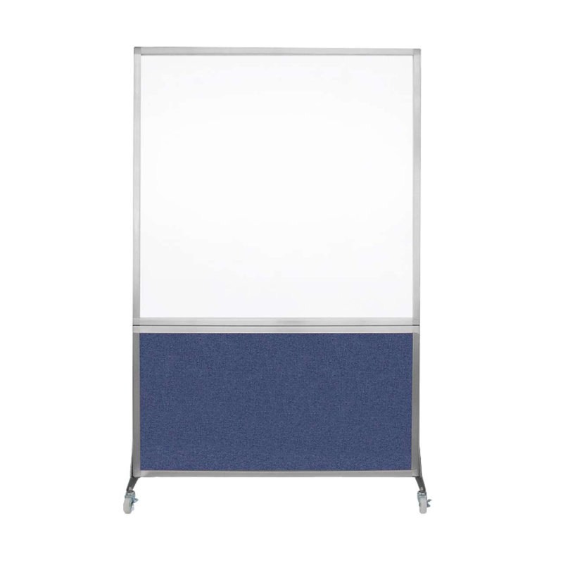 6' Tall DivideWrite Mobile Whiteboard, Navy Blue, 72" H x 48" W, Silver