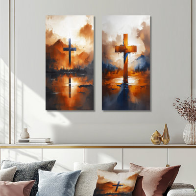 Minimalisme, rêve, croix chrétienne I - ensemble d'art mural 2 pièces