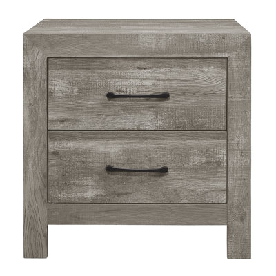 Gray Nightstand With Rustic Flair, 2 Drawers For Bedroom, Engineered Wood Frame Drawer Rustic, Bedroom Furnishing, Construction
