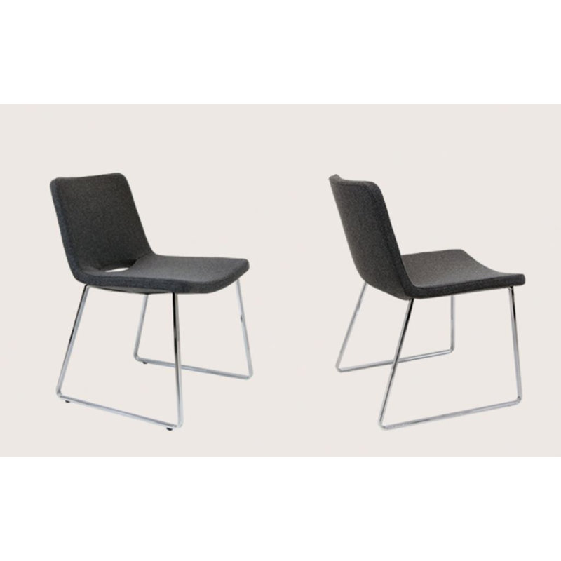 Chaise d’appoint rembourrée en faux cuir Nevada, Chrome, Brun