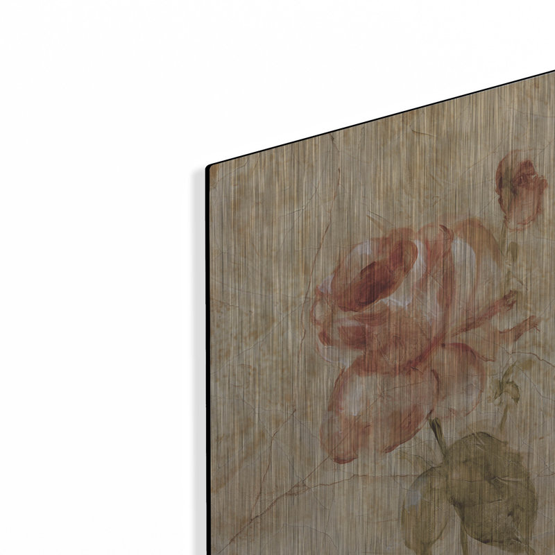 Art mural en métal Winston Porter «Rose On Cracked Linen» par Cheri Blum, H 16 po x l 12 po