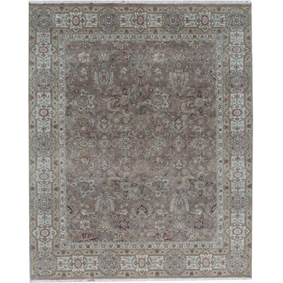 Tapis brun et ivoire de haute qualité noué à la main