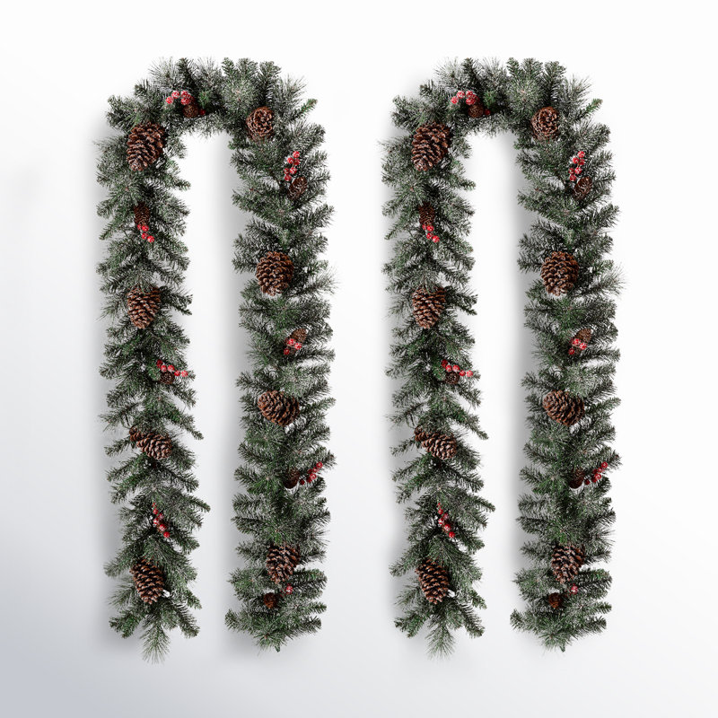 Soperton 9ft Glittered Christmas Garland with Lights and Pinecones