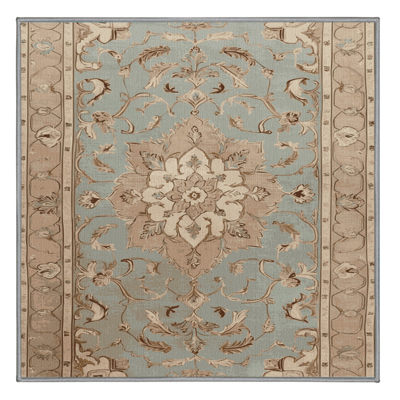 Machine Washable Tabriz Gray Area Rug, Square 4'