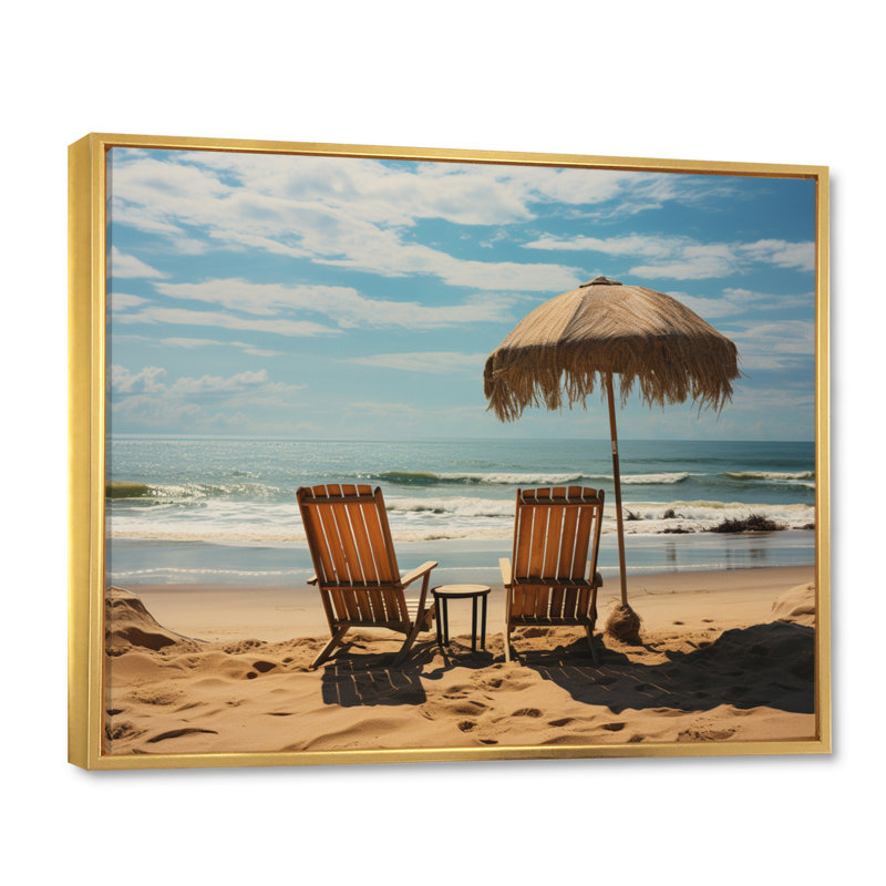 Photo de chaises de plage I sur toile, H 34 po x l 44 po x P 1,5 po, Cadre flottant doré