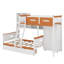 Lit simple superposé simple en bois avec garde-robe, tiroirs, tablettes et éclairage à DEL