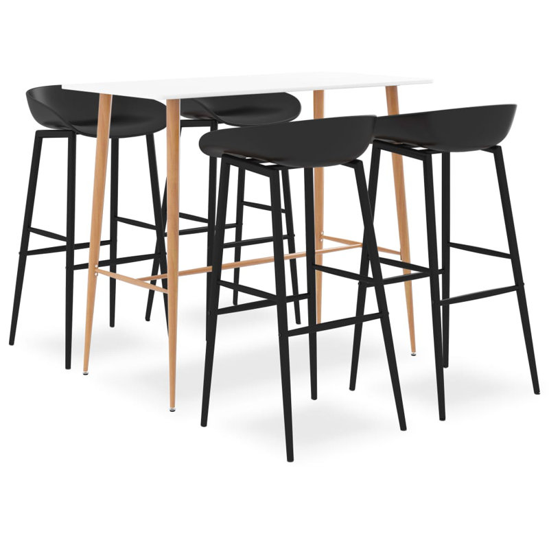 Barker 4 - Person Dining Set, White, Black