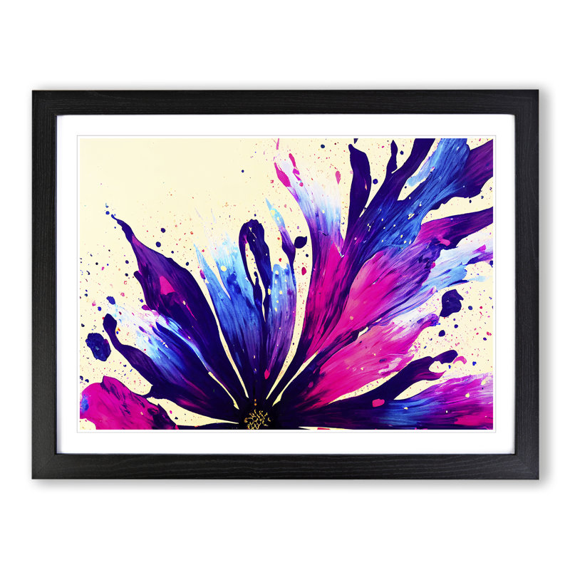 Flower Splash Vol.8 Abstract - Single Picture Frame Painting, 46cm H x 64cm W x 2cm D, Black