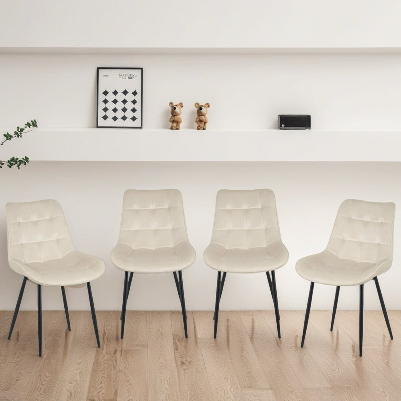 47 cm H Velvet Side Chair, Beige