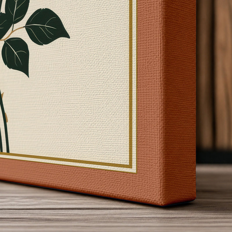 Three Roses in Bloom Botanical - Wrapped Canvas, 30x20 - 76.2 x 50.8 cm, Terracotta Border