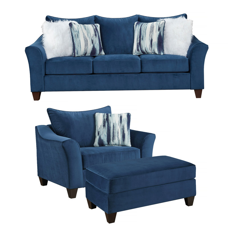 Ensemble de canapé 3 pièces Camero, Sofa;Ottoman;Chair, Navy Blue