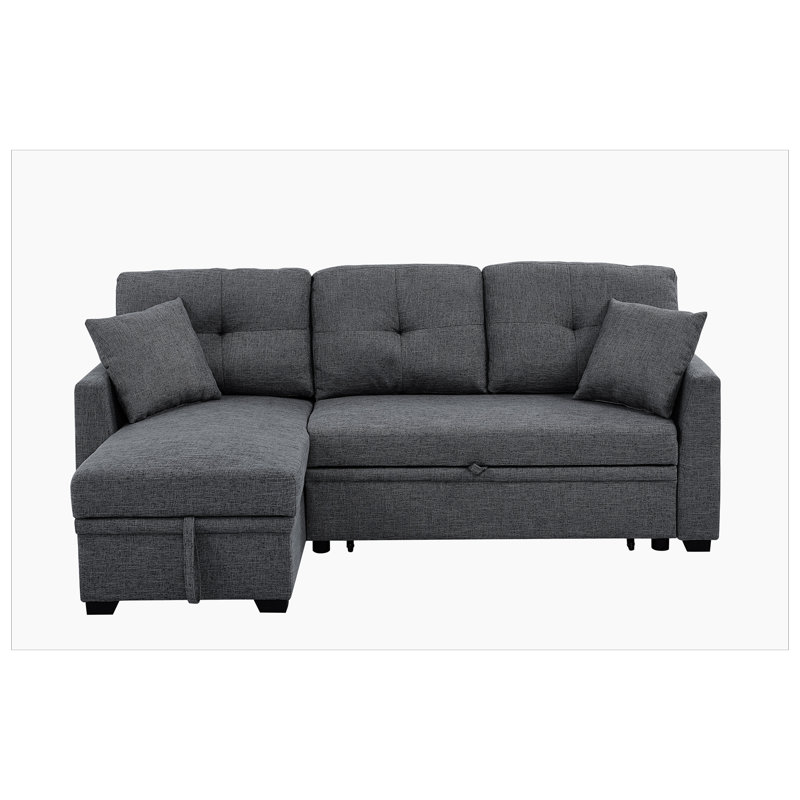 Pull-out Sofa Bed, Gray Polyester