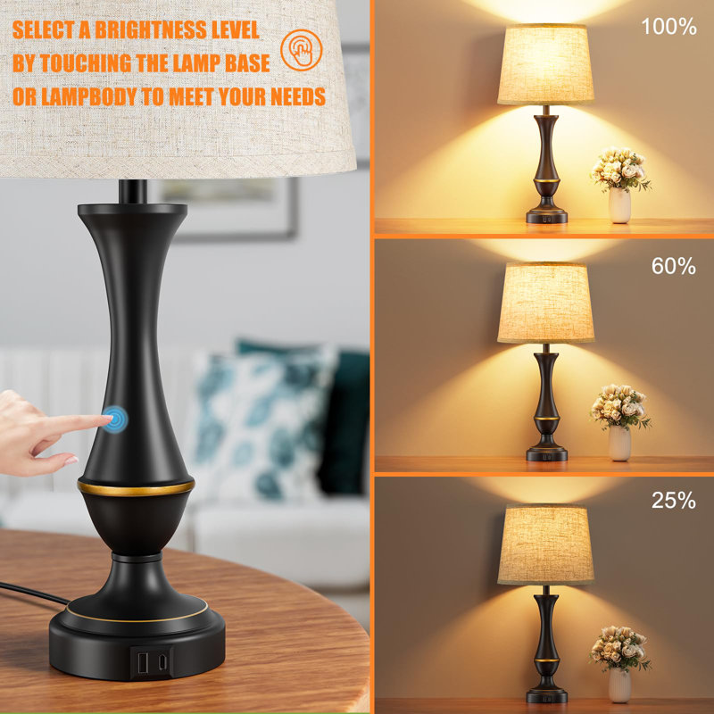 Lampe de table USB Charmica, Gris / blanc