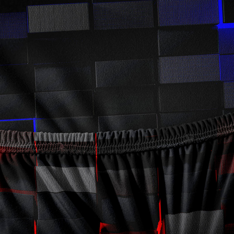 Housse extensible pour canapé deux places, imprimé cube 3D noir, rouge et bleu, microfibre 90 g/m², 185 cm de large, lavable à la machine