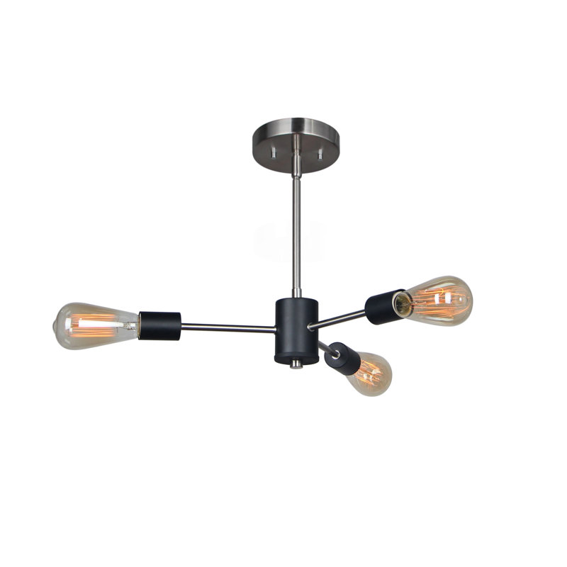 Clopton 3 - Light Sputnik Sphere Chandelier, Satin Nickel / Matt Black, ST64