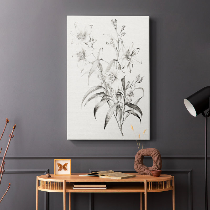 Imprimé floral rétro - Cavas enveloppés de galerie, H 18 po x l 12 po