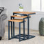 Ensemble de trois tables gigognes moderne de style industriel en bois de sapin Leblanc