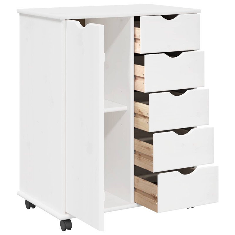 Solid Wood Rectangle Accent Cabinet, White