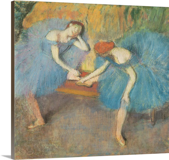 «Two Dancers at Rest or, Dancers in Blue, c.1898» par Edgar Degas, reproduction d'art, H 24 po x l 24 po x P 1,25 po, Toile