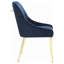 Chaise à oreilles bleu foncé et dorée