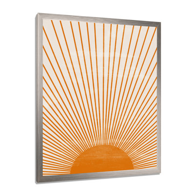 Soleil, art mural sur toile, impression graphique minimaliste orange - Orange Sun Print III