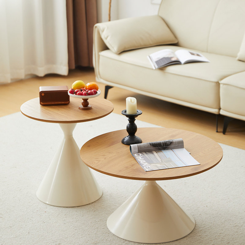 ROUND COFFEE TABLE WHITE+WOOD