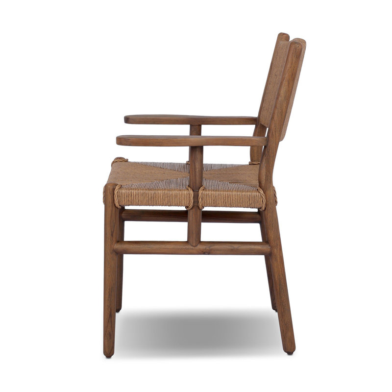 Herrin Outdoor Teak Dining Armchair, Stained Toasted Brown