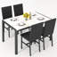 Ensemble de table de salle à manger pour 4 personnes, ensemble de table de salle à manger et de chaises en faux marbre pour 4, 5 pièces de salle à manger avec 4 chaises rembourrées à motif quadrillé pour petits espaces, salle à manger, cuisine, -425559375