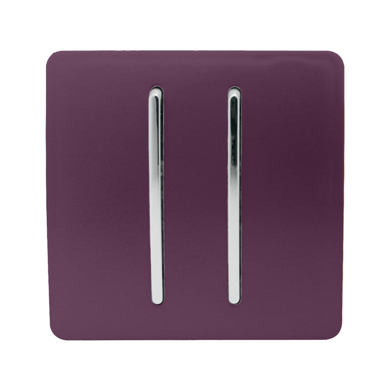 Trendi Switch 2 Gang Rocker Light Switch (1x 1 or 2 way & 1x Intermediate), Plum