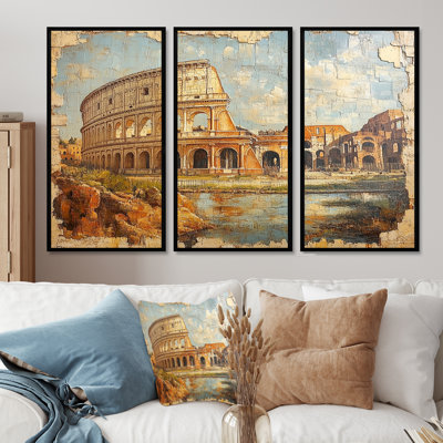 Brown And Blue Colosseum Historical Preservation I - Colosseum Wall Art Set