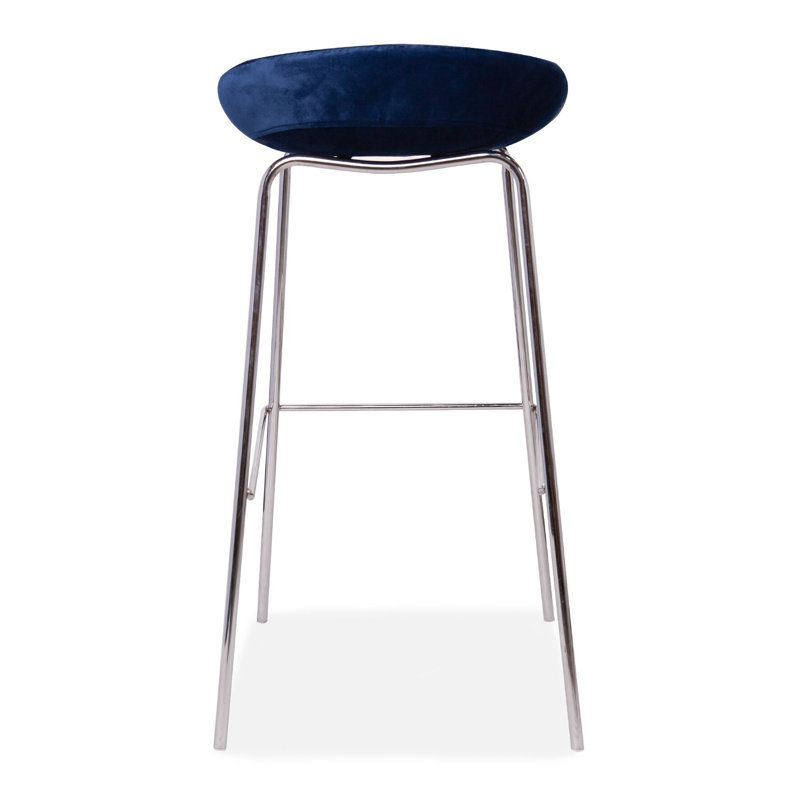Ceniceros Upholstered Counter Stool with Metal Frame, Deep Blue, 1
