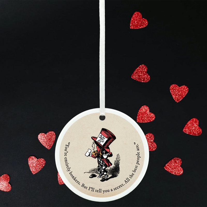 Entirely Bonkers Alice In Wonderland Circle Shaped Ceramic Ornament Bauble