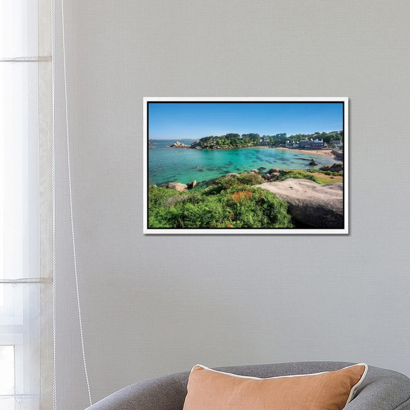 Saint Guirec Beach, 66.04 cm H x 45.72 cm W, White Floater Framed