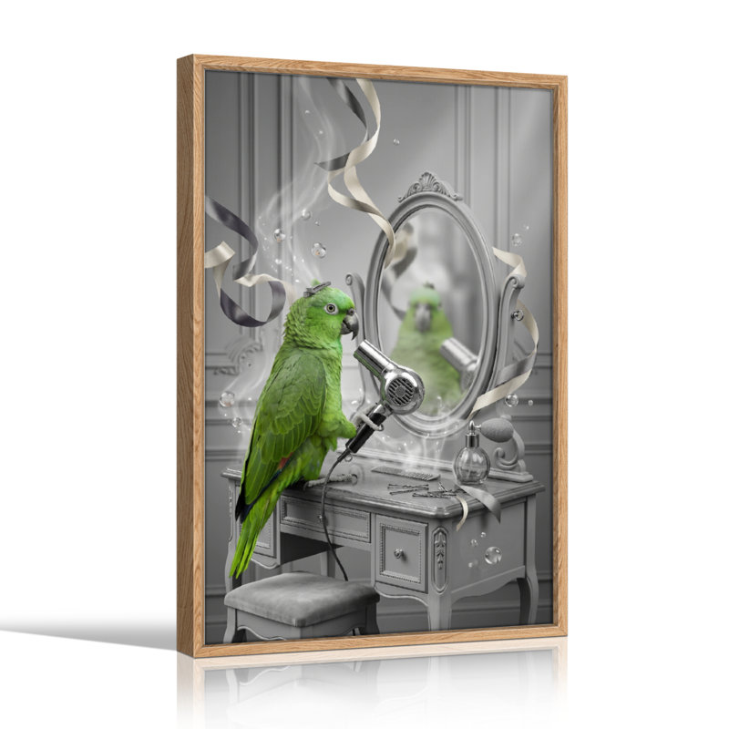 Parrot Mirror, reproduction d'art sur toile, ensemble de 1, H 36 po x l 24 po, Naturel