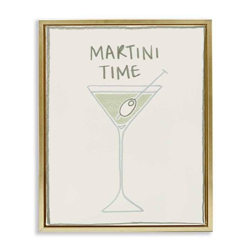 Cadre flottant Minimal Martini Time, design par Grace Popp, H 31 po x l 25 po, Cadre flottant métallique doré