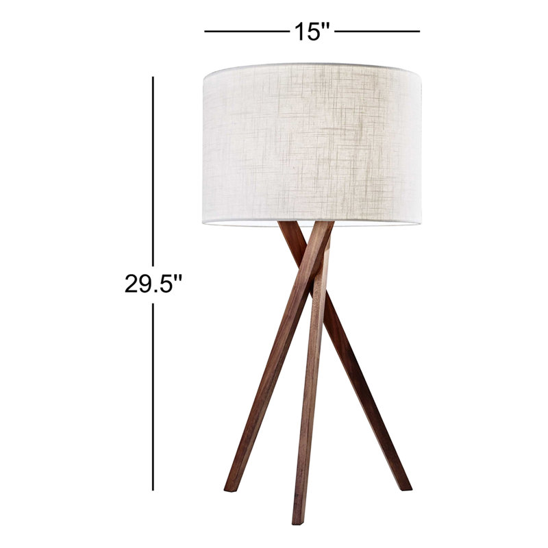 Lampe de table trépied 29,5 po Harcourt, Bois massif