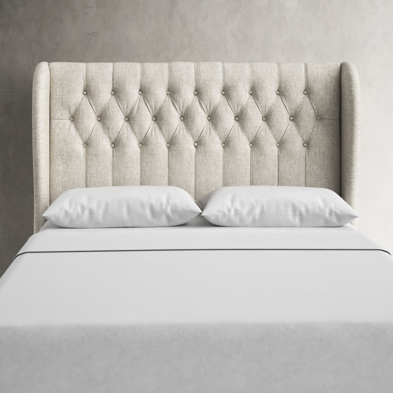 Tomey Upholstered Headboard, Queen, Classic White Velvet