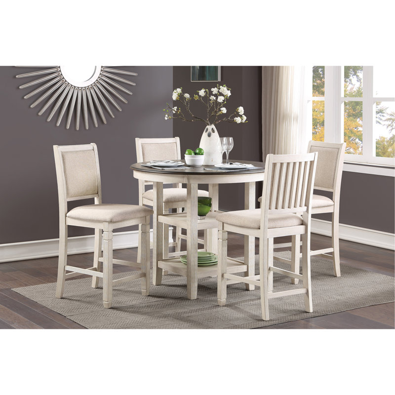 1Pc Counter Height Table With 2X Display Shelves Transitional Style Furniture