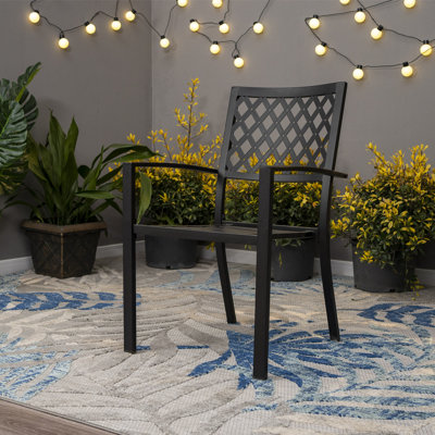 Leonard Metal Outdoor Stacking Dining Armchair