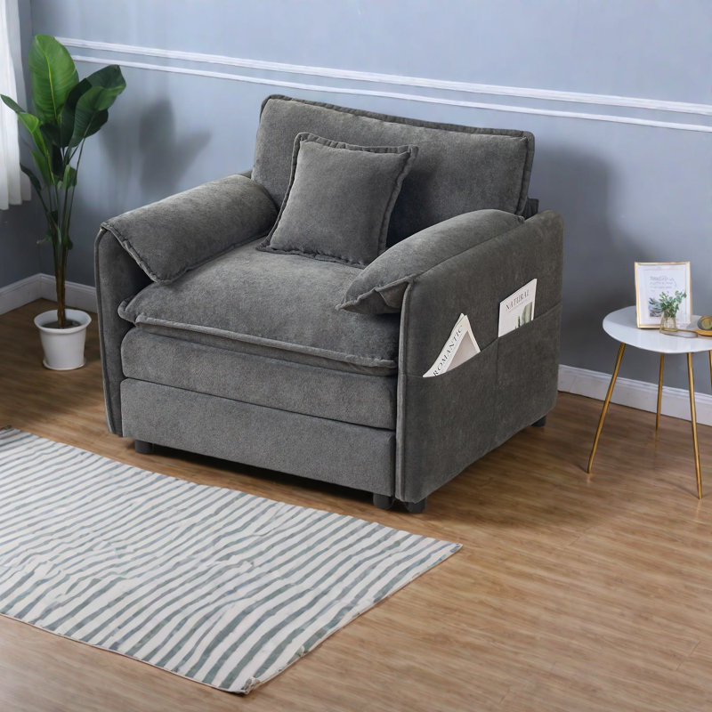 Canapé modulaire spacieux en chenille, canapé rembourré gris pour la maison